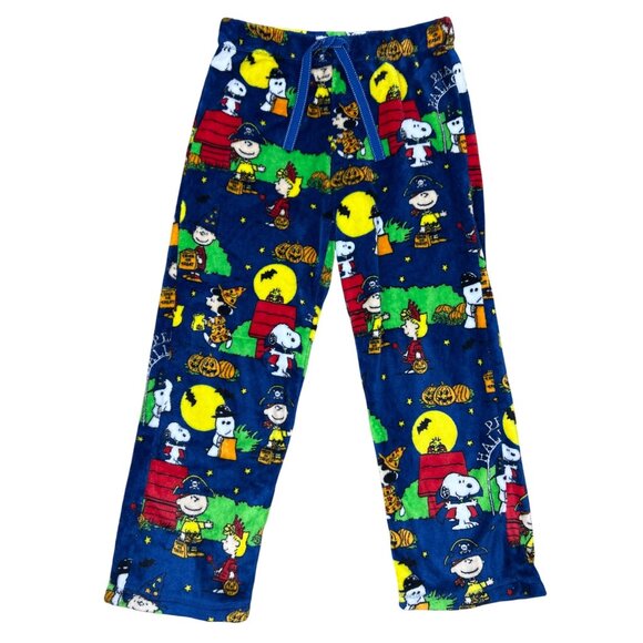 Peanuts Snoopy & Charlie Brown Fleece Drawstring Halloween Lounge Pajama Pants M - Picture 1 of 9